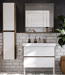 Акватон Шкаф пенал Сканди 40 дуб рустикальный, белый – фотография-5